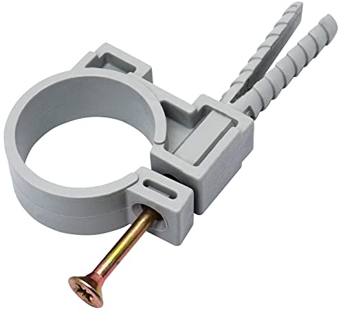 (4 pcs) Grey Plastic Clamps for 38-41 mm Pipes, Hose Hangers, Pipe Clips, Pipe Holders