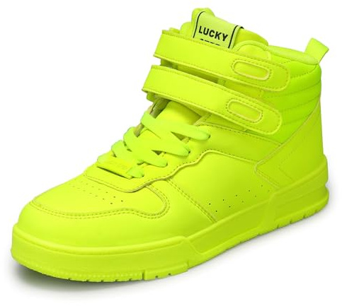 LUCKY STEP Zapatillas Deportivas de Moda para Mujer Botas de Baloncesto para Caminar con Plataforma de Cierre autoadherente Zapatillas Casuales de Cuero Sintético