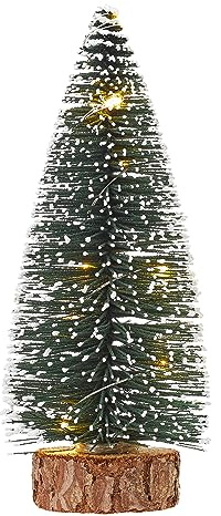 Hobbyfun Miniatur Tanne LED Beleuchtung 14 cm 8 Lampen Warmweiß Kunststoff Winter Schalter Beleuchtete Miniaturen Höhe 14 cm