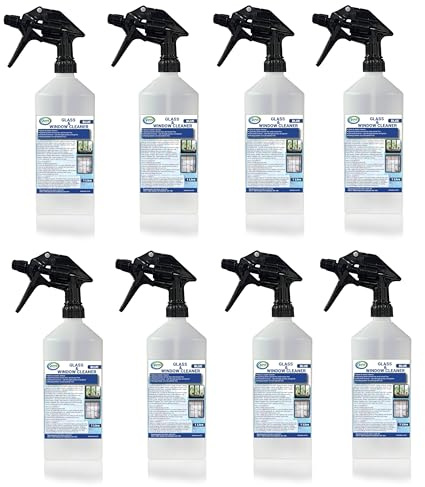 JOVS Glass and Window Cleaner 8 X 1L- Shower Glass, Mirror, Window Cleaner Liquid - Streak-Free Grime Remover, Glasses Spray Cleaner for Crystal Clear Surfaces! Indoor and Outdoor Shine.