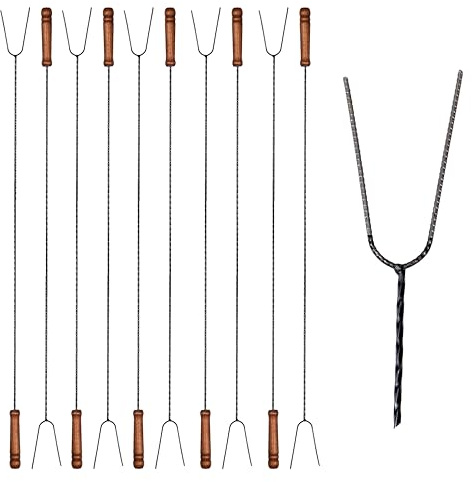 GRILLENIMFREIEN 10er Set Grillspieße 120cm lang für Lagerfeuer & Feuerschale – Extra lange Stockbrotspieße aus Metall – Marshmallow Spieße & Würstchenspieße für Garten & Camping