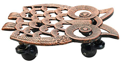 BGFYUSF Robuster Blumentopfhalter, Blumentopfständer mit Rädern, Gusseisen-Pflanzgefäß für Gartenvase, dekoratives Pflanzenrollen für Pflanzgefäß, Blumentopf oder schwere Gegenstände (brauner Stil)