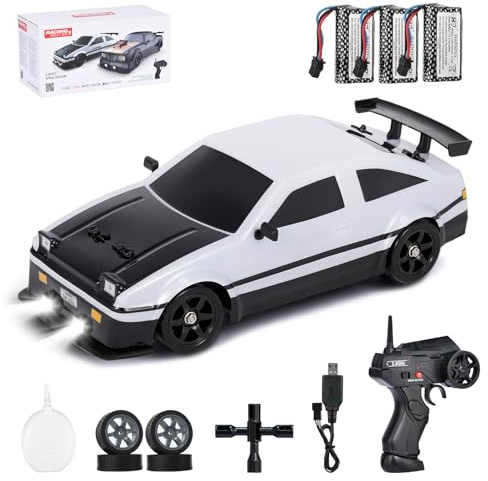 Dodoore 1/16 Scale RC Drift Car, 2.4GHz 4WD High Speed 18KM/H RC Car with Spray Function & LED Light, Extra Drifting Tires Racing Vehicle Toys Birthday Gifts for Teens Adults