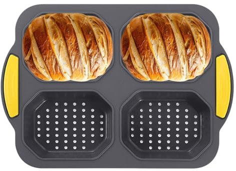 Greyoe 1 Stück Baguette-backblech, Brötchen Backform, Baguette Backform, Baguetteblech Baguette Backblech Baguette Brötchenform Baguette, für das Backen zu Hause (Grau, kurzer 4 Quadrat)