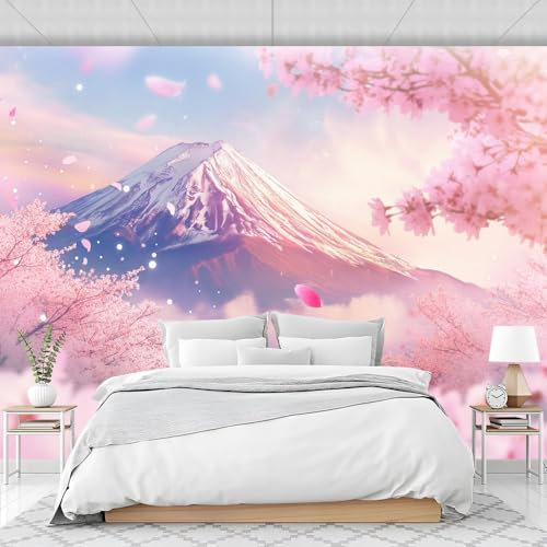 Stickers Muraux 3D Style Japonais Autocollant Mural Autocollants De Carrelage Adhésifs Mural Fleurs De Cerisier Japonais Mont Fuji Décoration Murale Autocollants Imperméables Pour Décoration De Ch