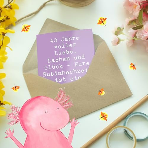 Mr. & Mrs. Panda Glückwunschkarte Spruch 40. Hochzeitstag Rubinhochzeit - Geschenk, weihnachtskarten, Geschenke, hochzeitskarten, Beständigkeit, einladungskarten, Heirat, Glück, 40 Jahre Ehe, Heiraten