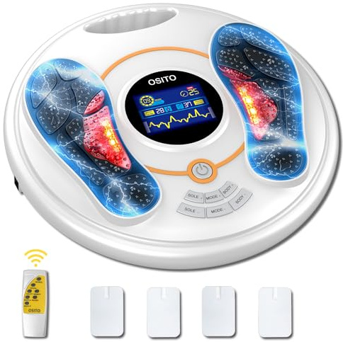 Durchblutungs-Stimulator Beine & Füße, TENS & EMS Fußmassagegerät Mit 99 Intensitäten und 25 Modi, Entlastet: Schmerzen, Unbehagen, Müdigkeit, Wundsein - White