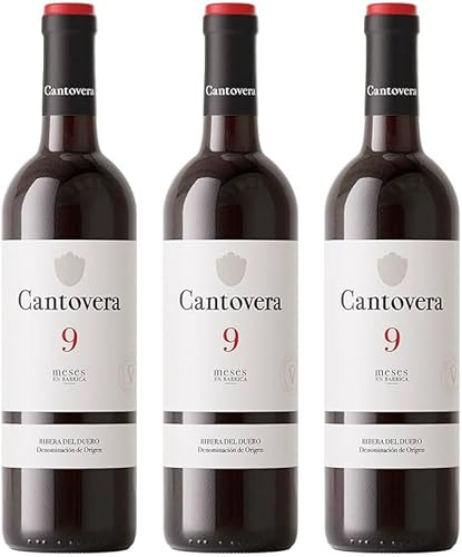 Cantovera 9 Meses – Vino tinto D.O. Ribera del Duero Tempranillo 100% – Estuche 3 botellas 750 ml – 9 meses en barrica de roble francés y americano