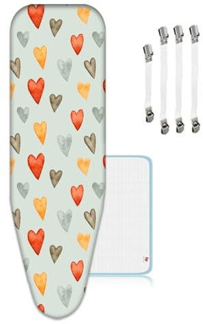 ZJBKX Copriasse da stiro di ricambio con clip e panni antiscottatura, facile da montare, in morbido cotone, 150 x 60 cm