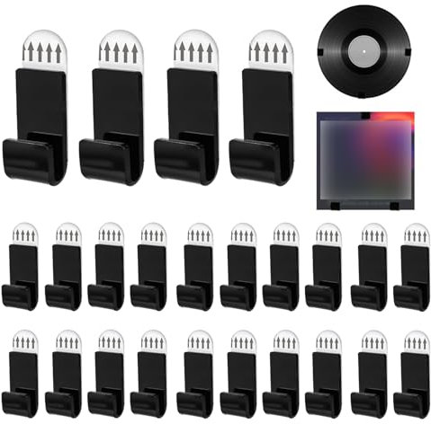 Kasses 24 Pezzi Porta Dischi da Parete e Autoadesivo - Scaffali Acrilici per Espositore Vinili