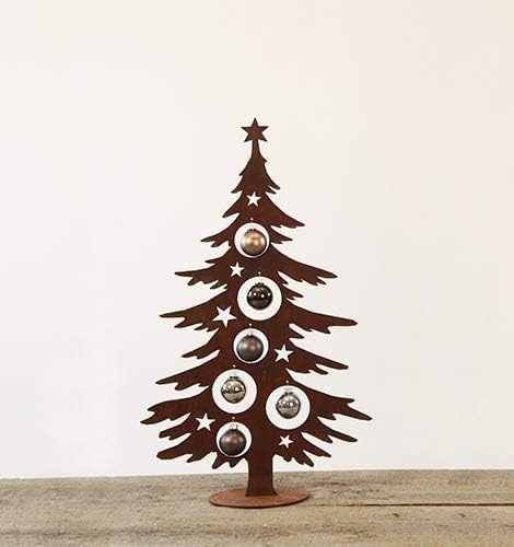 STEINFIGURENWELT GIEBEN Tannenbaum zum Dekorieren 60cm Tanne Weihnachtsbaum Christbaum Edelrost Gartendeko Rost Weihnachtsdeko Metall Rostfigur Outdoor Weihnachtsschmuck