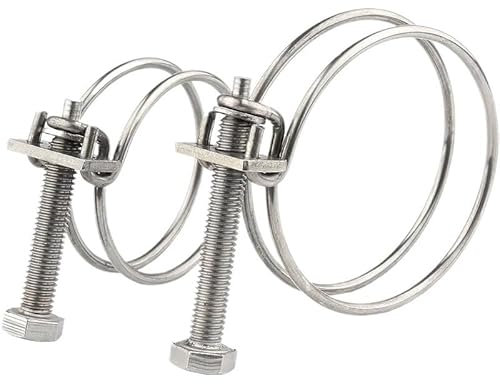 304 Stainless Steel Double Wire Throat Hoop Hose Clamp Adjust Clip Holding Fastening Water Rubber Pipe Clamp Home Decoration(Dia.188-200mm)