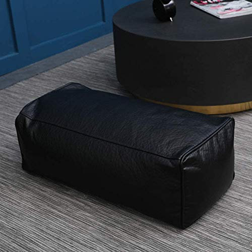 Ottoman-Pouf im nordischen Stil, rechteckig, Leder, groß, bequem, Fußhocker und Fußstütze für Wohnzimmer, Schlafzimmer oder unter dem Schreibtisch, 66 x 22,9 x 30,5 cm, Schwarz