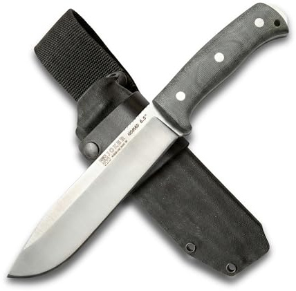Joker Cuchillo de Supervivencia Nomad 6.5  CV137-K, mango Micarta Canvas verde, hoja de 16,5 cms, funda Kydex, Herramienta de pesca, caza, camping y senderismo