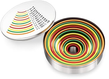 Round Cookie Cutter Set, Stainless Steel Circle Biscuit Cutters, Doughnut Cutter Set for Baking Dough, Pastry, Biscuit Moulds, Pack of 12