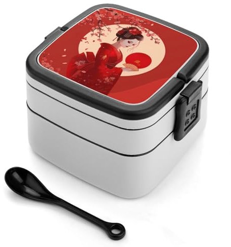 Anime Girl - Lonchera japonesa Geisha Bento para adultos con 2 compartimentos para viajes, oficina, picnic