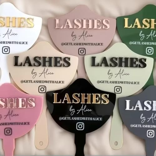 HDLOVE Personalisierter Wimperntechniker Foto Requisite, Personalisierter Acryl Hand Wimpernspiegel, Wimpern Gesicht Paddle Beauty Foto Requisite Geschenk, Wimpern Zimmer Dekor(Black)