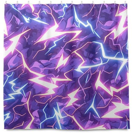 miaozhen Tende da doccia moderne impermeabili in tessuto da 182 x 183 cm con gancio alleggerimento blu natura viola poliestere resistente lavabile tenda da doccia di lusso per set da bagno cortinas