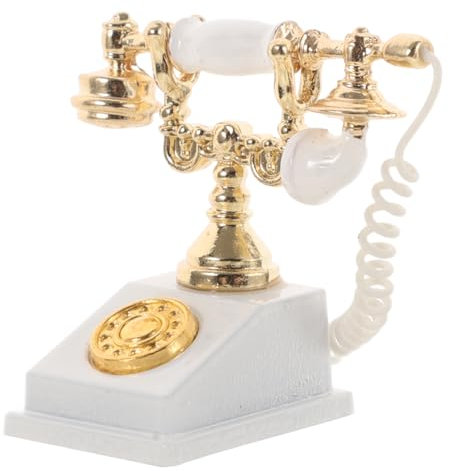 GALPADA Retro Telefonmodell Einrichtung Realistisches Retro Altes Miniatur Telefonmodell Vintage Telefon Puppenhaus 1/12 Miniatur Telefon Drehknopf Minis Puppenhaus