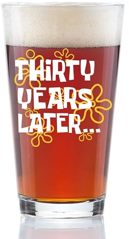 30th Birthday Gifts for Men – Funny Beer Glass with “30 Years Later” Design – 16oz Nostalgic Pint Glass – Retirement Gift, 30th Birthday Decoration, Holiday or Anniversary Present