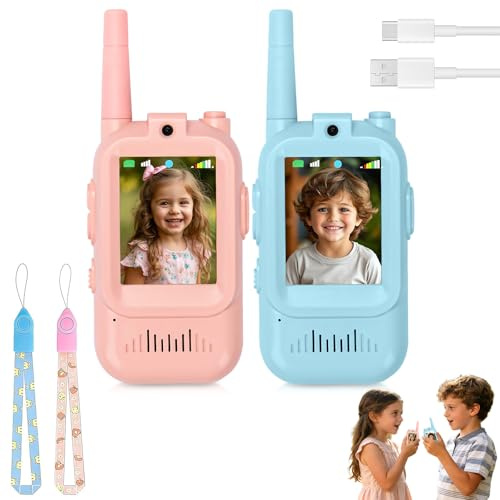 Video Walkie Talkies for Kids, 2 Pack Rechargeable Walkie Talkies | with Camera & Voice Changer, Long Range 2-Way Radio Toy for Boys & Girls 3-8 Years, Indoor Outdoor Play, Birthday Gift