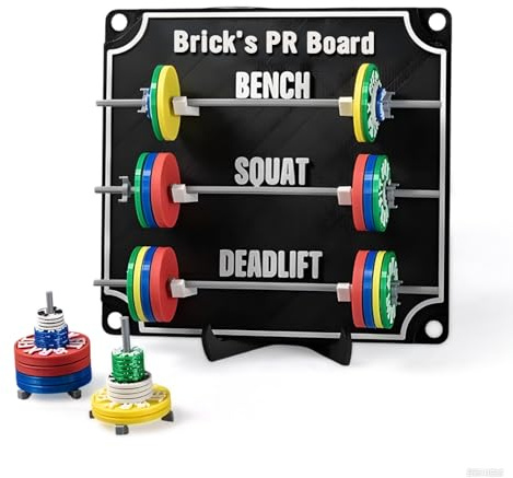PR-Tafel für Krafttraining mit Mini-Hantelscheiben und Kurzhanteln, Personalisiertes PR-Board zur Erfassung Persönlicher Rekorde, Geschenk für Kraftsportler Fitness-Enthusiasten