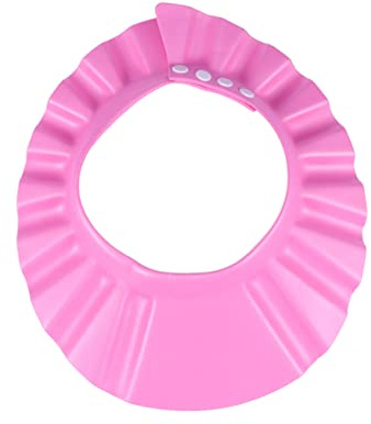 Babybadehaube aus Eva in Rosa für Kinder und Babys | Verstellbar, für Baden und Haarschnitt, mit Schnellabfluss Schlitzen, Farbbeständig