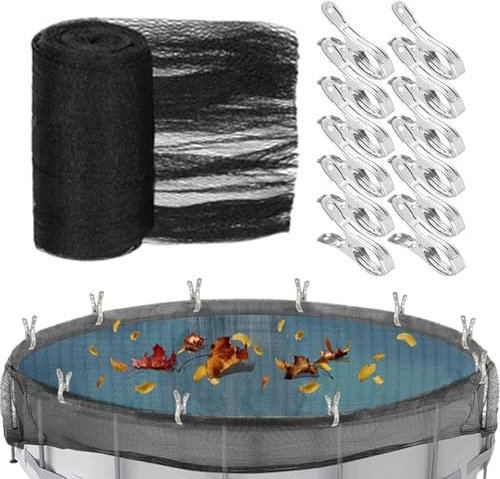 Schwarzes Rundes Laubnetz-Poolabdeckungen, 5m*5m Laubabdeckung Für Oberirdische Pools, Enthält 12 Clips, Verhindert Das Eindringen Von Blättern In Das Schwimmbad