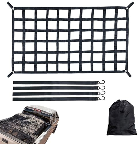 Rete elastica di carico | Rete Di Carico Per Portapacchi Da Tetto Per Camion SUV Rimorchio - Rete Di Stoccaggio Per Bagagli Elastico Regolabile Con 4 Cinture Fisse Per SUV, Automobile