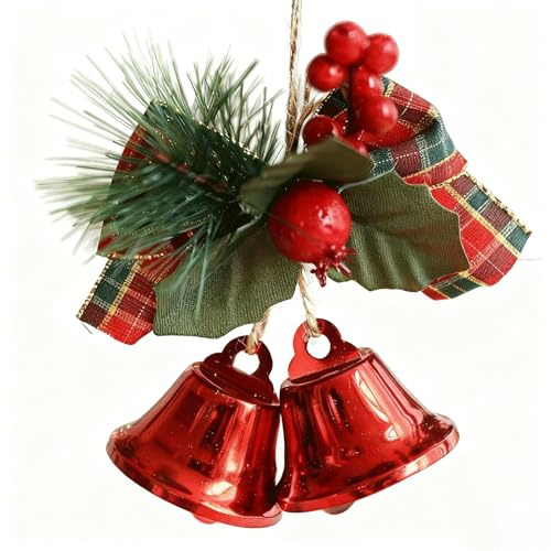 VIKY® Rote Weihnachtsglocken Groß, Doppelglocken mit Aufhängeband - Weihnachtsbaum Deko & Christbaumschmuck, Festliche Glöckchen Deko für Zuhause, Tür, Fenster und Geschenk