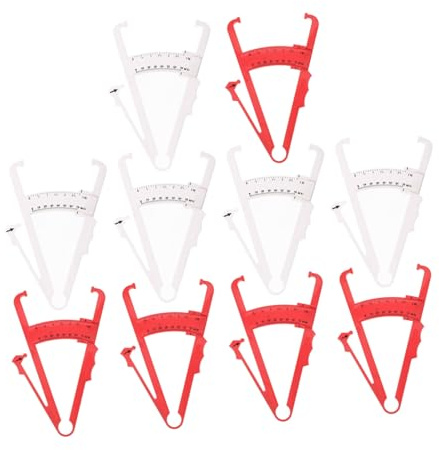 Beatifufu Calibrador de Pliegues Cutáneos Portátil para Medición de Grasa Corporal Alta Sensibilidad y Plástico Resistente, Adecuado para Fitness y Entrenadores Personales, 10 Unidades