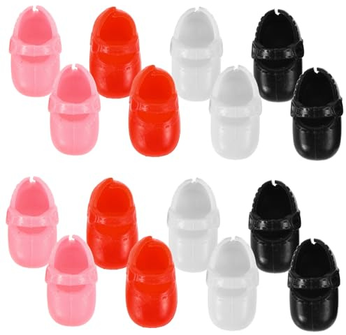 LALADEFIEE 8 Paires de Mini-Chaussures Plates en Plastique pour Poupées Filles, Décoration Miniature, Accessoires pour Maison de Jouets, pour Habiller et Jouer