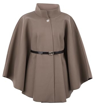 malito - Damen Cape Mantel - langarm Vintage Poncho modern & elegant - edle bequeme unifarbene Jacke - klassischer Umhang Freizeit & Alltag 4570 (Onesize XS-XL)