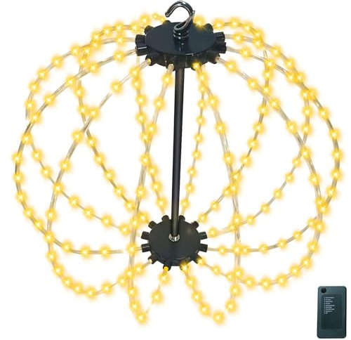 Xevinas Weihnachtsbeleuchtung Außen Weihnachtsdeko Outdoor Indoor Batterie Hängende LED Kugel Lichter Timer 8 Modi wasserdichte Leuchtkugel für Garten Party(2 Stück,Warmweiß) (A)