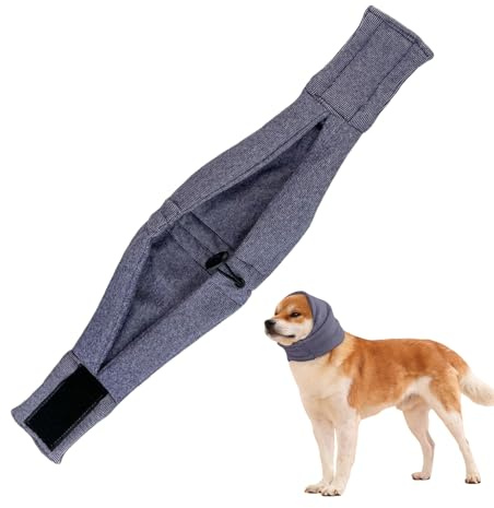Holdes Protection des oreilles de chien - Veste à capuche de protection pour chien, protection auditive pour animaux de compagnie - Pour réduire le bruit - Lieu de travail, sommeil, concert, voyage