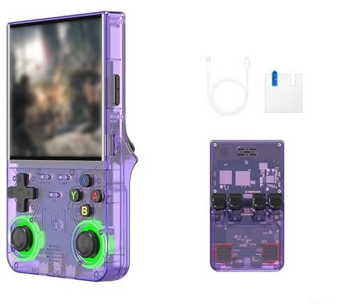 Consola de juegos portátil R36 Ultra de 128 GB: pantalla HD de 4 pulgadas y diversión retro (morado)