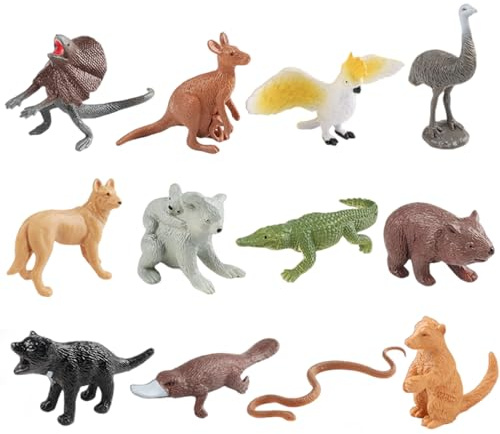 Tierfiguren für Kleinkinder, 12 Stück, Tierfiguren für Kleinkinder, realistisches kognitives Spielzeug, australische Simulation, Desktop-Dekoration, pädagogisches Spielzeug für Kinder und Jungen