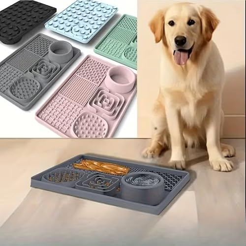 METCHA Leckmatte für Hunde und Katzen aus Silikon, Grau | Mit Saugnäpfen, Slow Feeder für Haustiere