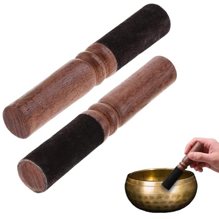 Junhonze 2 StüCk Tibetischer Klangschalen SchläGel - Meditation Klangstab | Handgefertigter Sheepskin Stick, KlangschalenzubehöR FüR Meditation, Yoga Und Klangtherapie