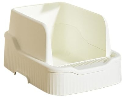 djurtoalett Kattsandlåda i plast med skopa, öppen soplåda högsidiga väggar, inget läckage, lätt att rengöra Standard kattlådor(Vit)