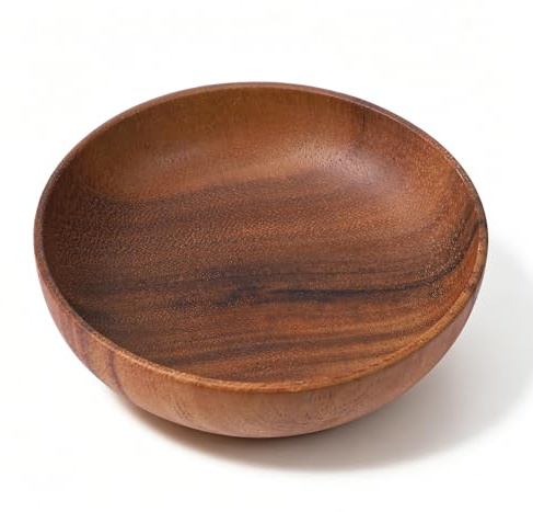 Skrfren 4.7Inch Acacia Decorative Bowl Round Keys Bowl for Entryway Tabletop Organizer Small Wooden Bowls for Keys, Wallet, Candy, Cookies (4.7 x 4.7 x 1.5)