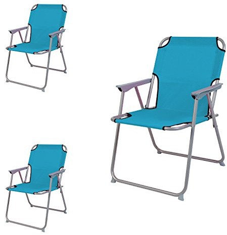 Mojawo 3 Stück Campingstuhl Faltstuhl Stoff Oxfort Petrol Klappstuhl Anglerstuhl Regiestuhl Angelstuhl Metall B 53 x T 46 x H 74 cm