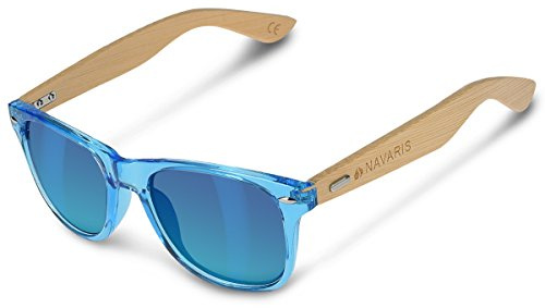 Navaris occhiali da sole in legno UV400 - occhiali con astine in bambù unisex uomo donna - con custodia vintage - diversi colori