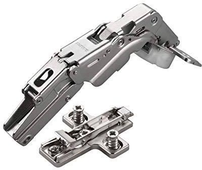 2 x Salice Topfband 155° Serie 200 mit Dämpfer im Topf Bohrbild T52 Mittelanschlag mit Kreuz-Montageplatte Höhe 6 mm mit vormontierten Euroschrauben, Exzenterverstellung Möbelscharnier von SO-TECH®