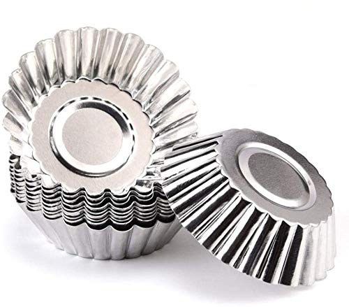 Lot de 20 moules à tarte en aluminium pour gâteaux, cookies, gâteaux, tartelettes - Forme ronde - Antiadhésifs - Argentés