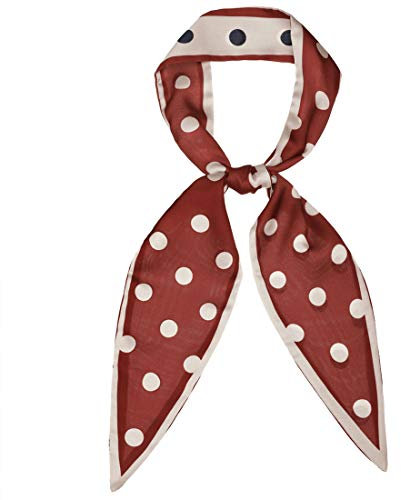 sourcing map Damen Dünne Schals Colorblock Polka Dots Haaarband Halstuch Rot Groß Dots 120 x 5cm