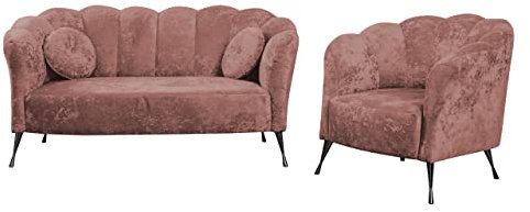 Mirjan24 Sofagarnitur Telomin I + II, Sofa Sessel Couch Polstersofa Couchgarnitur Fernsehsessel Polstergarnitur Farbauswahl (Füße: schwarz Chrom, Eureka 2142)