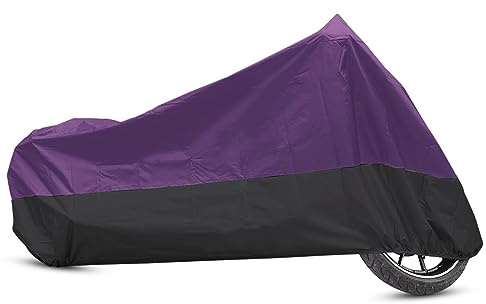 uxcell Motorcycle Cover Motorbike Full Cover Outdoor Rain Cover Waterproof Dust Protector 190T XXXL Purple Black for Harley Davidson Road King Electra Street Glide Tourings Full Dress