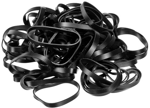 PATIKIL Silicone Rubber Bands Cable Ties 50pcs Non-Slip 2.2 Flat Black for Cord Wrapping, Bag Wraps, Art