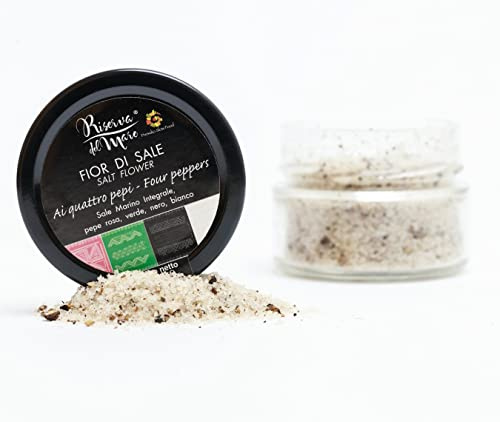 Fior di sale di Trapani (Sicilia) | Fior di Sale integrale Marino | Fior di Sale Aromatizzato | 120g (4 Pepi)